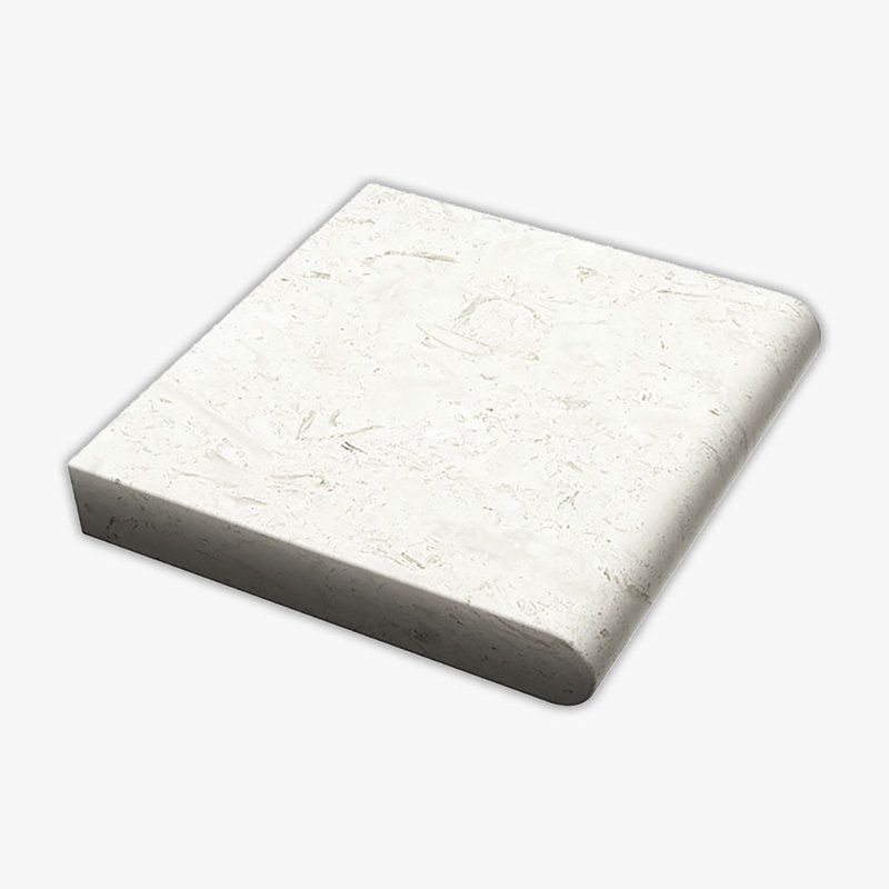 Symra Shell Tumbled 12x12 Limestone Extra Thick Bullnose Coping, Cream