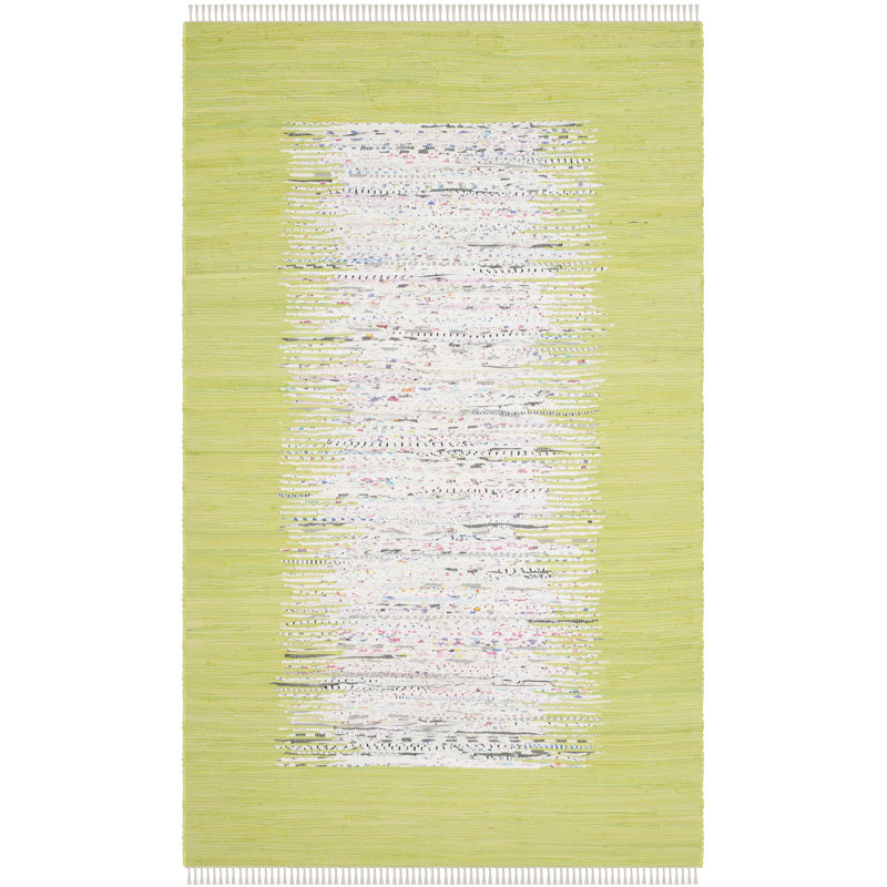 Tapis tissé à plat à la main ivoire / calcaire Paynter, Rectangle 8 pi x 10 pi