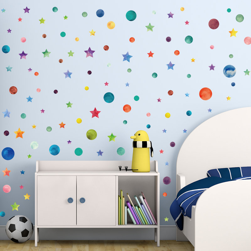 Watercolor Universe Kids Wall Sticker, 1 Pack