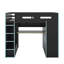 Lit mezzanine double en bois avec bureau, garde-robe et lumière DEL RVB-1679235576