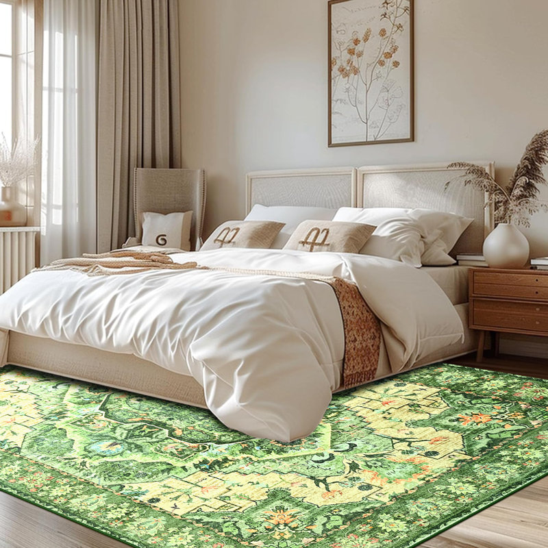 Straub Large Tranditional Rugs Living Room Rug Washable Bedroom Rug Non-Slip Colorful Vintage Accent Floor Carpet For Home DecorGreen