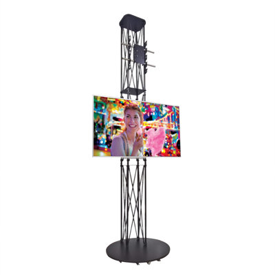 FixtureDisplays® 10 Feet Portable TV Stand w/ 2 Mounts for TV Screens Monitors up to 60"Truss Black 19721
