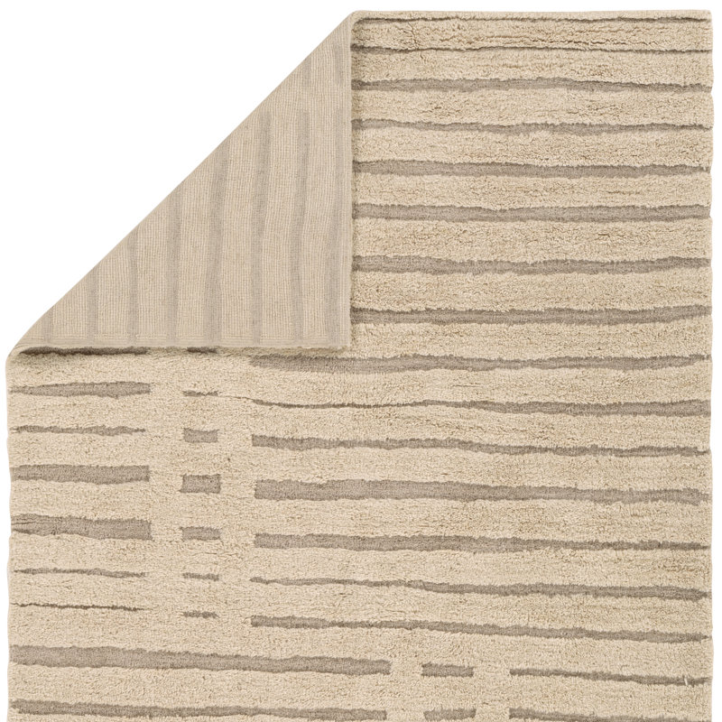 Tapis tribal brun clair en laine lavable à la main, Rectangle 6 pi x 9 pi