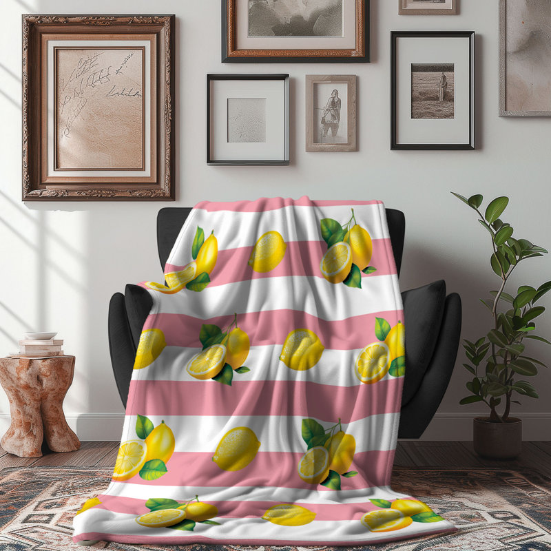 Couverture en sherpa de qualité supérieure Rosy Citrus Splash - 1 pièce, L 50 po x L 60 po