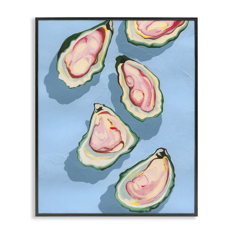 Summer Beach Oysters, estampe numérique par Grace Popp, Giclée encadrée noir minuit, H 14 po x l 11 po