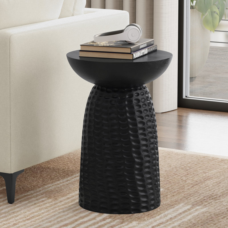 Grande table de bout contemporaine en bois de manguier massif l 16 po Boyd, Noir