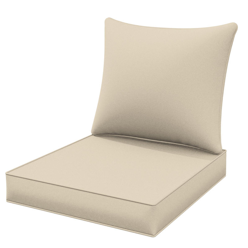 22"W X 24"D Outdoor Deep Seat Cushion Set Outdoor Seat/Back Cushion, Beige