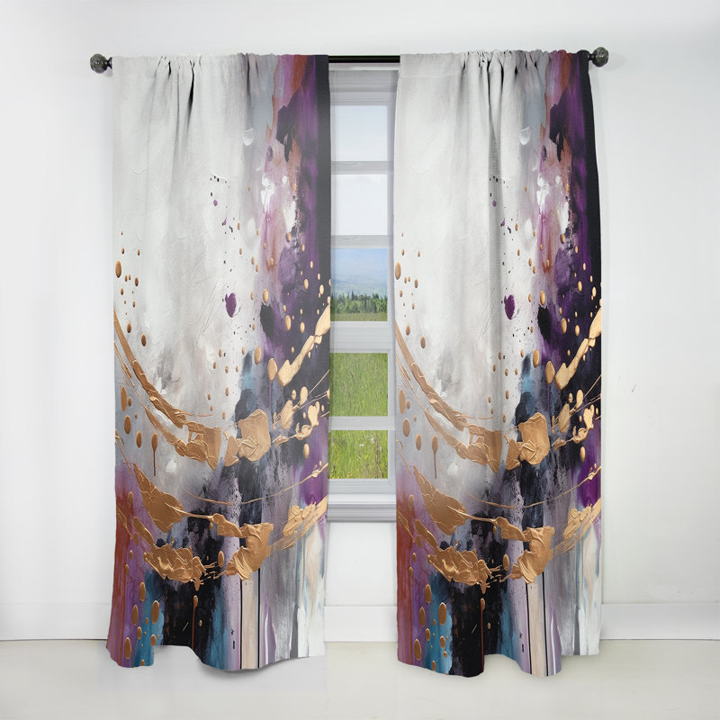 Bold Circles And Marble Fusion IV - Abstract Marble Curtain - Velvet Room Darkening - 1 panel, 52" W x 120" L