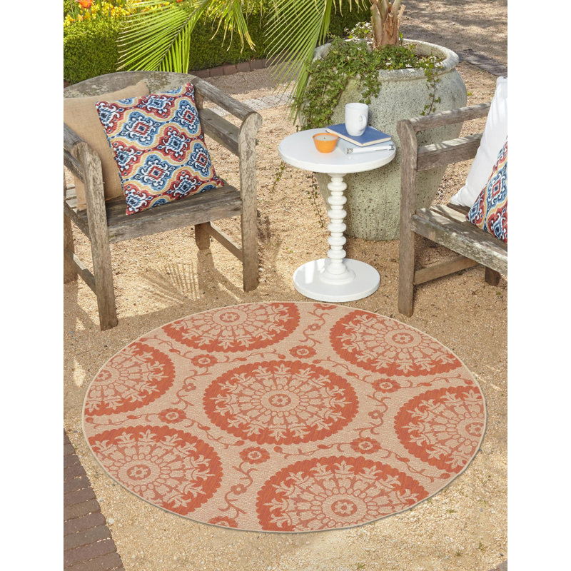 Sousanna Geometric Indoor / Outdoor Rug, Round 6'