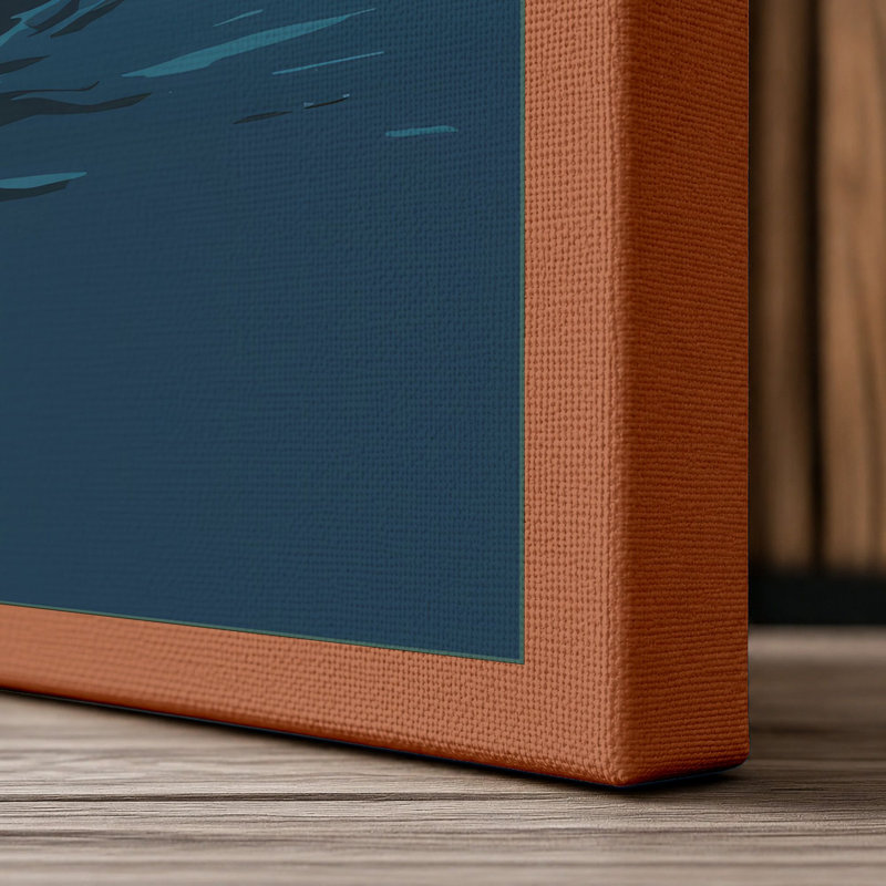 Whale in Motion Coastal - Wrapped Canvas, 36x24 - 91.4 x 61.0 cm, Terracotta Border