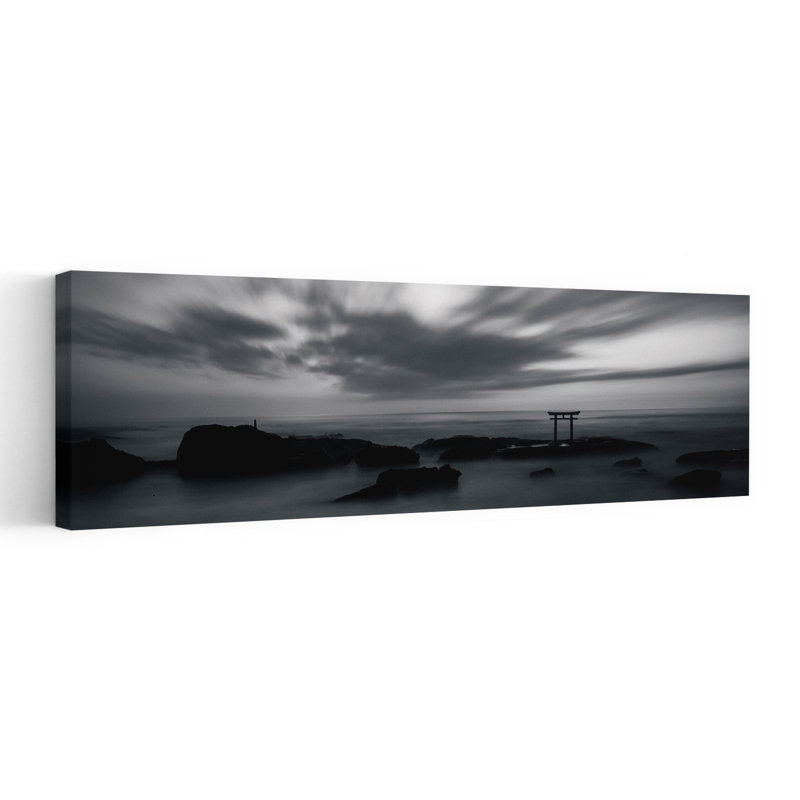 «Serene Japanese Ocean Gate Serene Tranquil Abstract Coastal Landscape», art mural, H 12 po x l 36 po