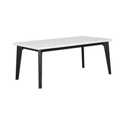 70.4" W Contemporary Rect Dining Table W/ Marble Top, Black/White