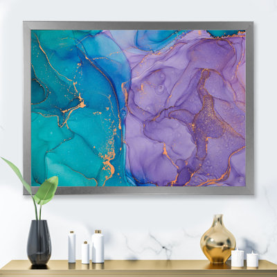 Turquoise et mauve, liquide Art II - reproduction sur toile