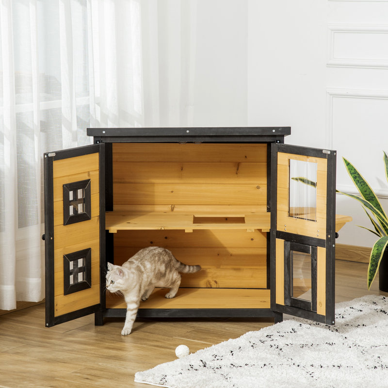 Maison d'extérieur pour chat Stoltzfus, Brun / noir