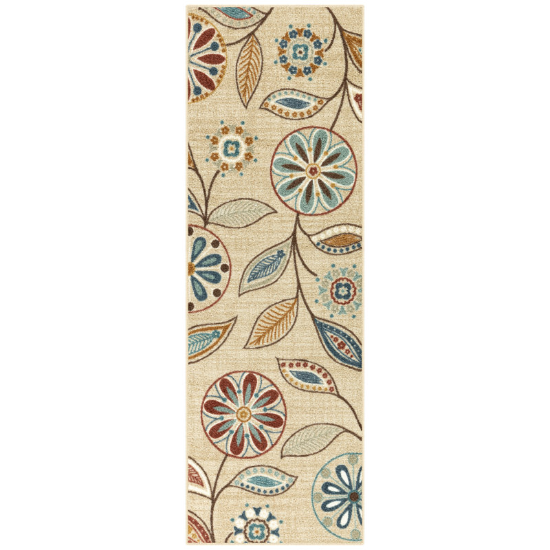 Adderley Floral Beige Area Rug, Runner 1'8" x 5'
