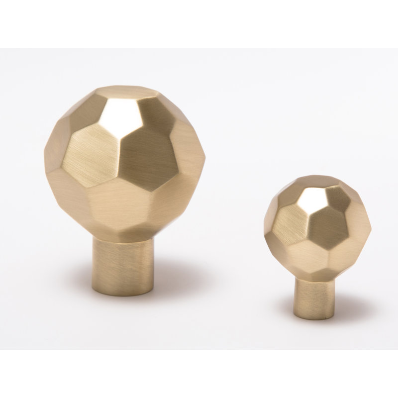 Facet Round Knob, Satin Brass, 1 1/8"