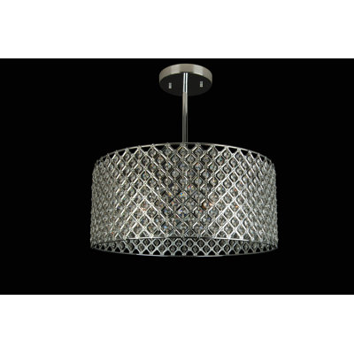Plafonnier semi-encastré 1 lumière chrome avec détails en cristal transparent