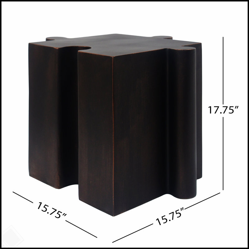 Table d'appoint casse-tête, table modulaire à bord convexe MGO, H 17,75 po x l 15,75 po x P 15,75 po, Brun