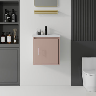 Floating Bathroom Vanity with Ceramic Sink, Soft-Close Door, and Durable Plywood Construction
