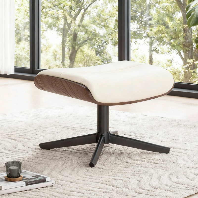 Repose-pieds pivotant en cuir véritable 20,5 po, Lait de coco