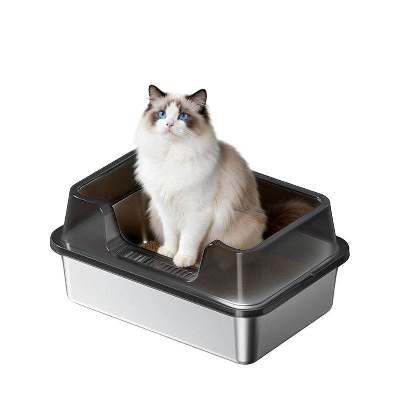 Polyethylene Plastic Litter Box Enclosure, 27cm H x 35cm W x 55cm D, Black