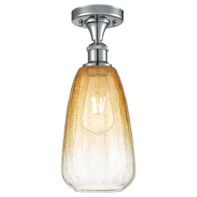 Ballston - Brookhaven Almond - 1 Light 6" Semi-Flush Mount - Polished Chrome Finish - Amber Shade