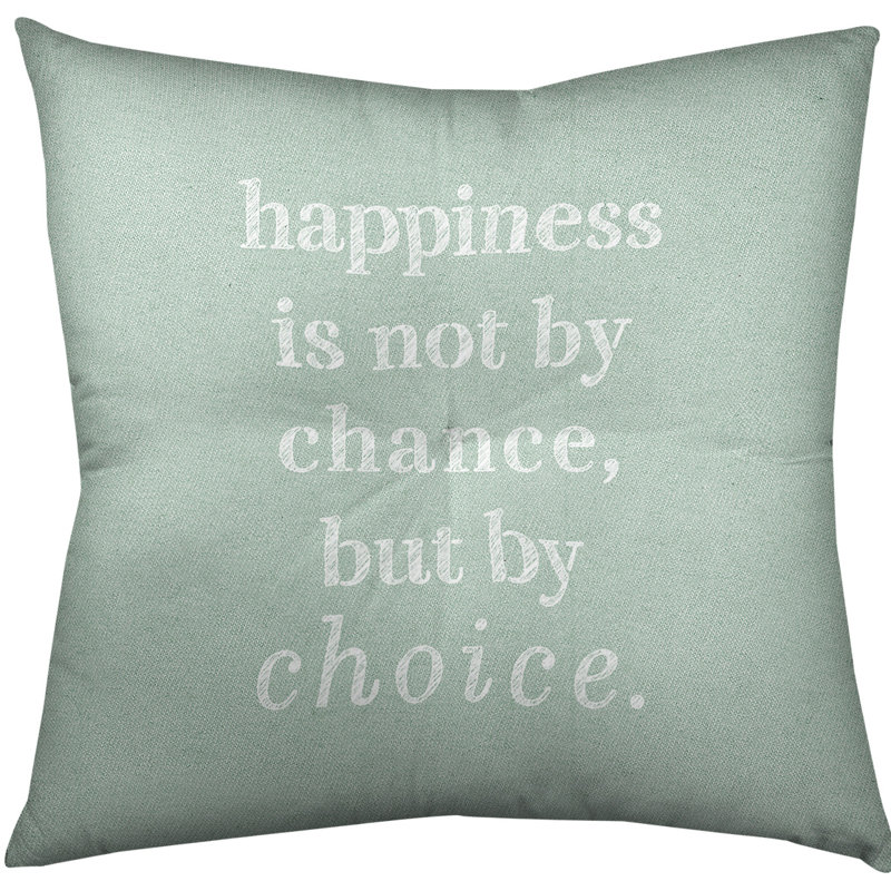 Coussin décoratif intérieur / extérieur Happiness, Vert / blanc, 26 po x 26 po
