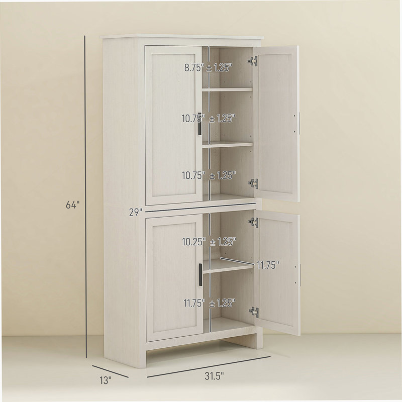 Armoire de rangement spacieuse et autoportante, garde-manger, pour la maison, Blanc antique