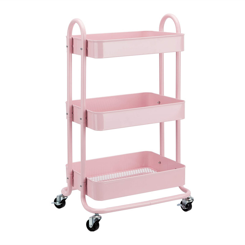Sadeel Metal Bar Cart, Antique pink and pink