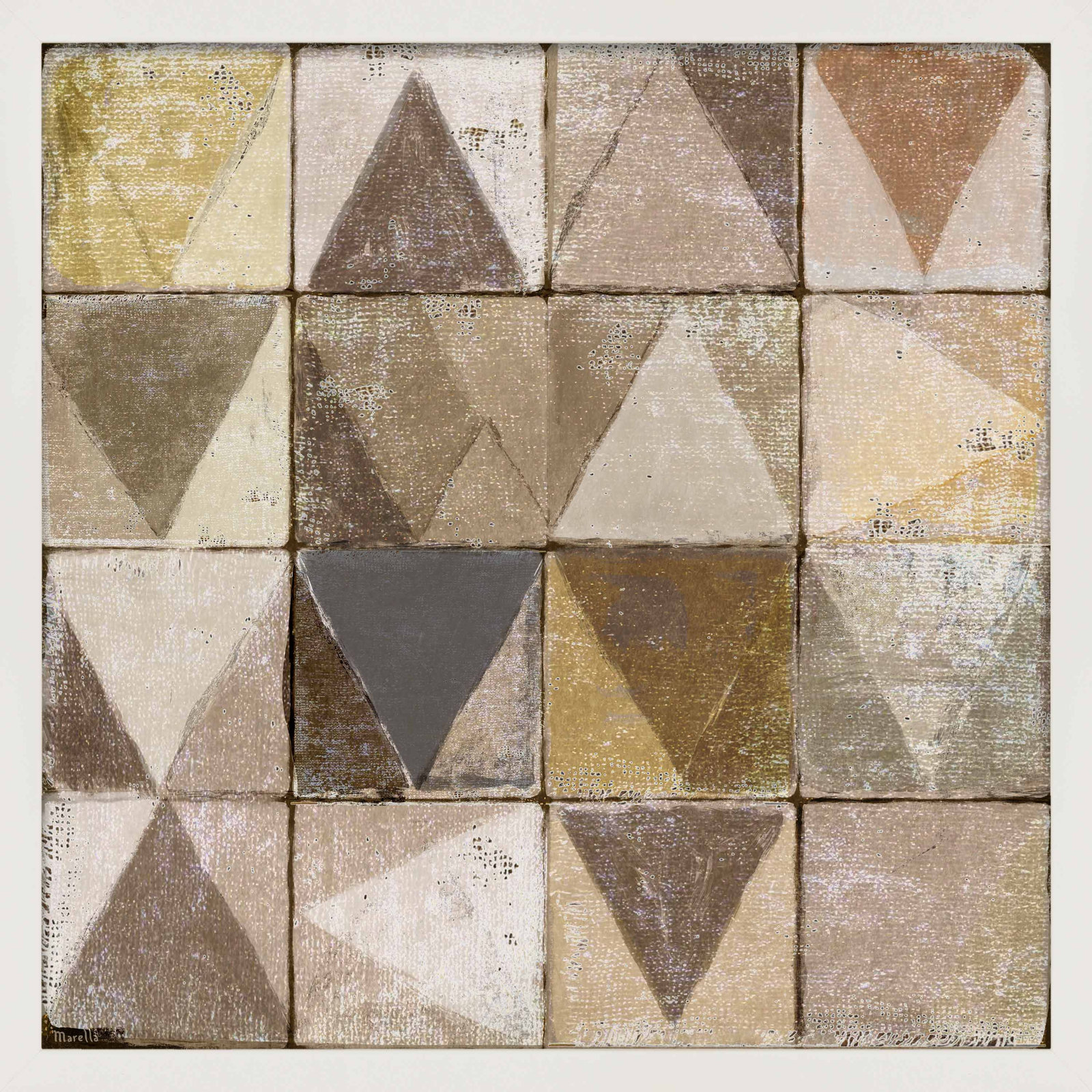 Tiles 1 by Marco Marella for Studio M - Framed Wall Art, 16" H x 16" W, Paper, White
