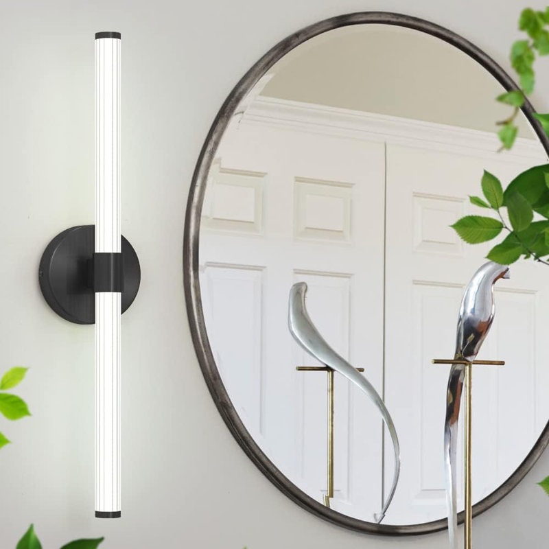 Barre d'éclairage de salle de bain 1 lumière à DEL Buchan, H 4,3 po x l 22,44 po x P 3,2 po, Noir mat, 6 000 K