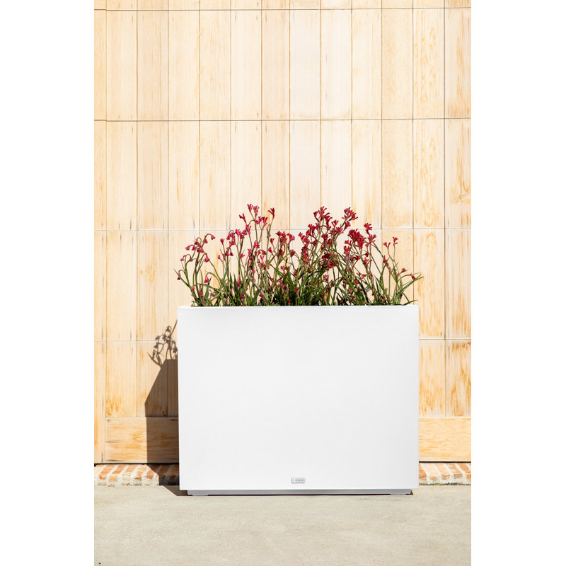 Block Series Span Planter, White, 30” H x 38” W x 10” D