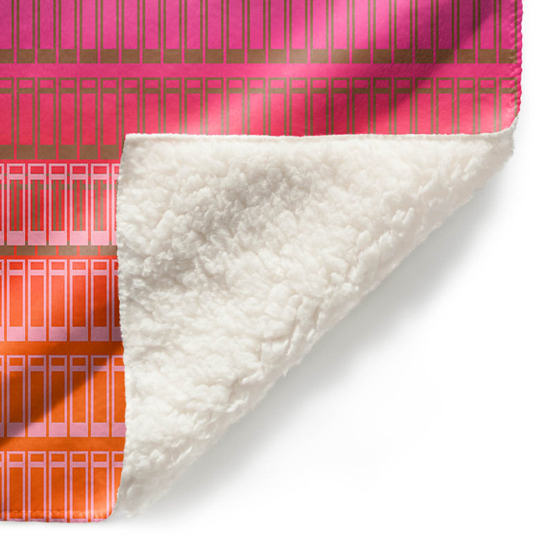  Jeté géométrique, l 68 po x L 80 po, Rose / rouge / pêche