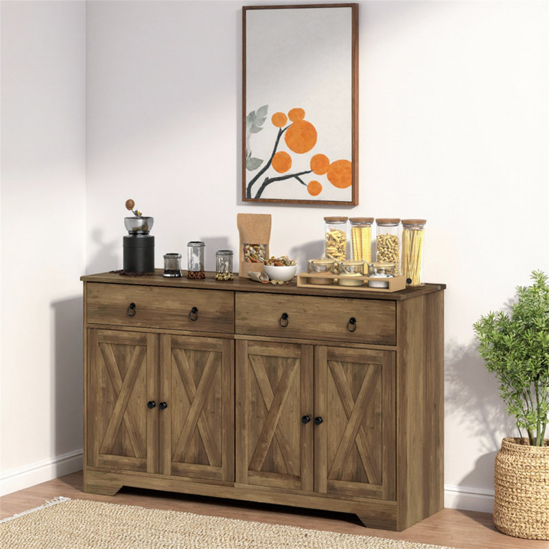 Buffet de cuisine avec tiroirs et portes, Brun