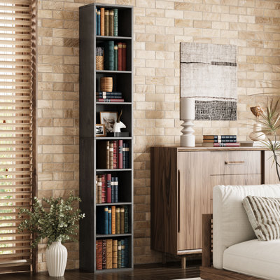 Narrow Design Storage,8-layer Thin High Bookcase With Open Adjustable Shelves,cube Display Rack