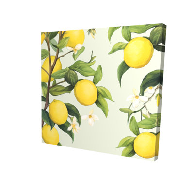 Citrons fleuris | Toile à fleurs abstraites | Décoration contemporaine