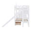 Lit superposé simple au-dessus d'un lit simple de style château avec 2 tiroirs, 3 tablettes et glissoire-2132882376
