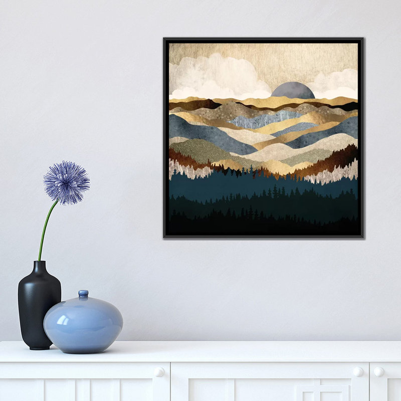 Golden Vista, H 18 po x l 18 po x P 1,5 po, Toile encadrée noire, Pas de tapis