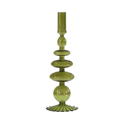 Vase en verre pour centre de table moderne et élégant porte-bougie mariage mariage décoration de pendaison de crémaillère base rayée vert