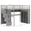 Structure de lit mezzanine peu encombrante avec garde-robe intégrée, bureau, tablettes et lumières-937076605