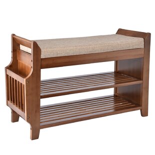 Really Good Stuff® Bamboo Bench Seat with Storage & Cushion