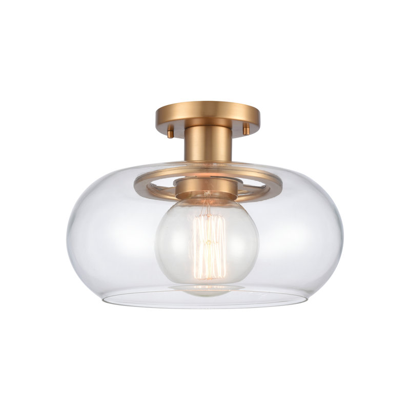 Plafonnier semi-encastré 1 lumière de largeur 13 po Clement - Or brossé, Doré