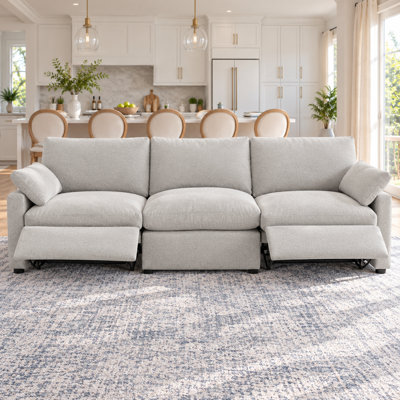 Canapé inclinable électrique modulaire avec deux fauteuils inclinables, canapé rembourré près du mur avec coussins moelleux pour salon