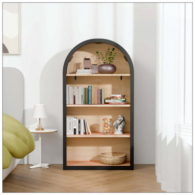 Bibliothèque arquée à 4 niveaux, bibliothèque arquée avec tablettes de rangement