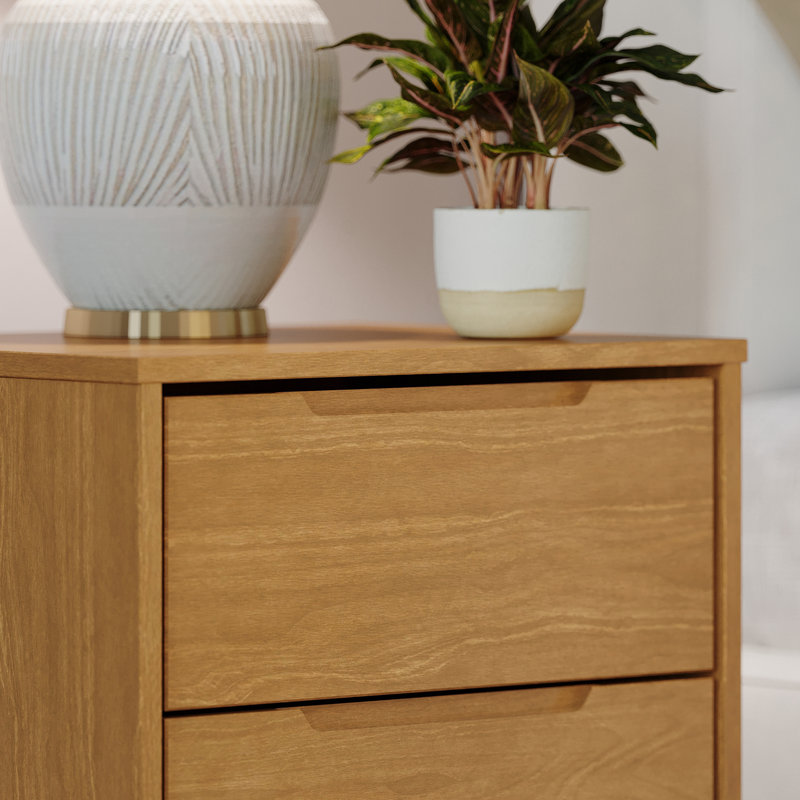 Jerred 2 - Drawer Solid Wood Nightstand, Caramel, Individual