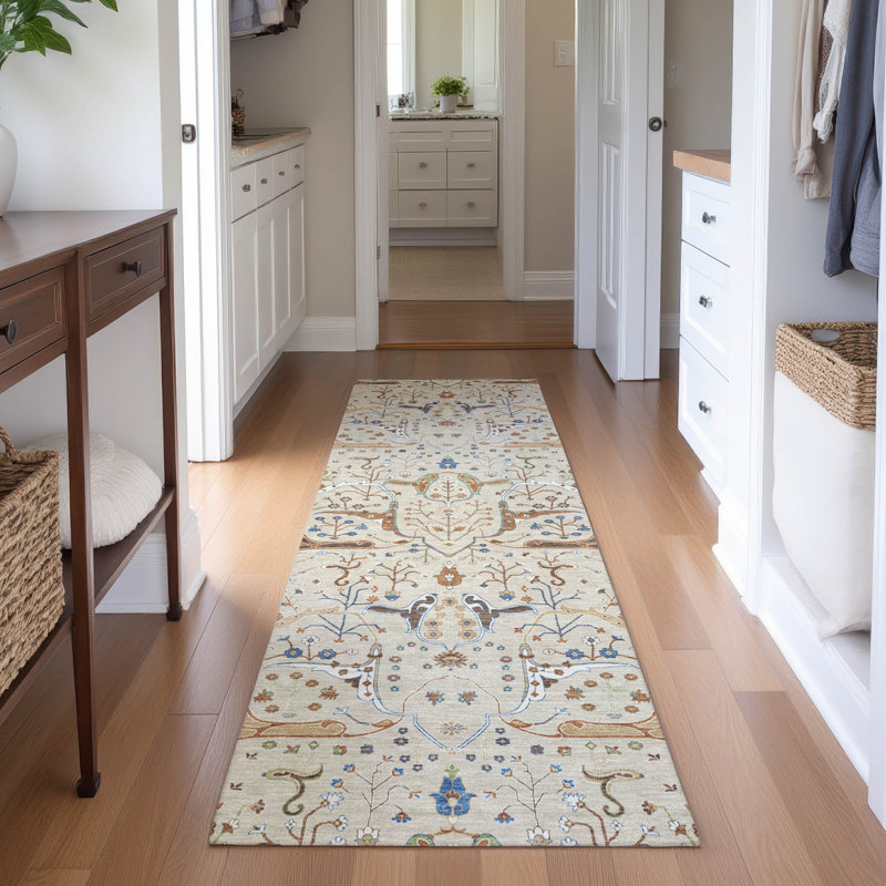 Premium Machine Washable Mayfield AMF2250 Global Rug, 2'3" x 7'6" Runner, Beige