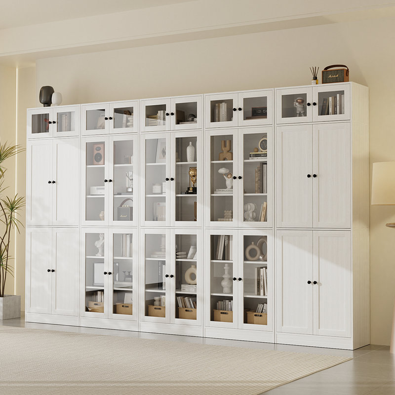 86.7'' H X 118'' W Book Cabinet Storage Bookcase Set, White