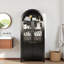 Grande armoire de rangement cannelée 71 po avec tablettes réglables, rangement élégant avec tiroir caché et porte vitrée-426552416