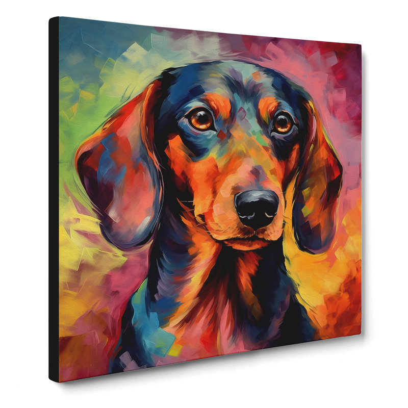 Dachsund Expressionism - No Frame Print, 35cm H x 35cm W x 3cm D