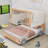 Wooden Car-Shaped Bed With LED Headlights And Backrest-1321710453